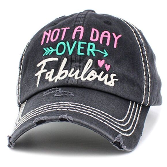 2/$30 Black Not a Day Over Fabulous Baseball Hat - Picture 1 of 9